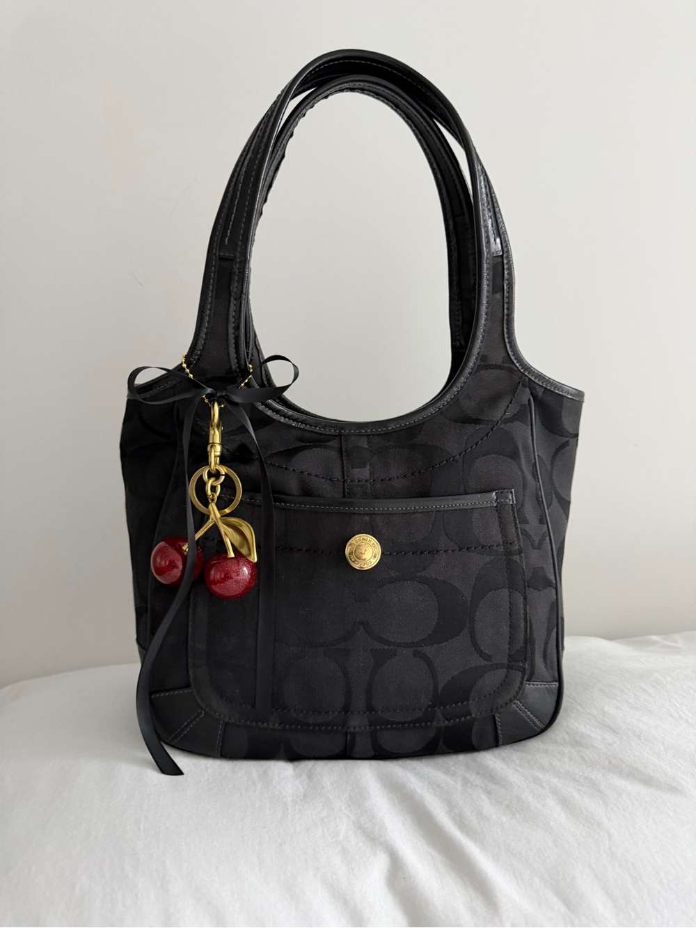 vintage Coach Black Canvas Ergo Shoulder bag